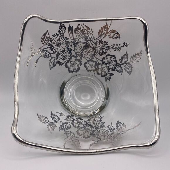 Viking Glass Other - Viking Glass Silver Overlay Bowl Flanders Poppy Vintage Art Deco (USA)